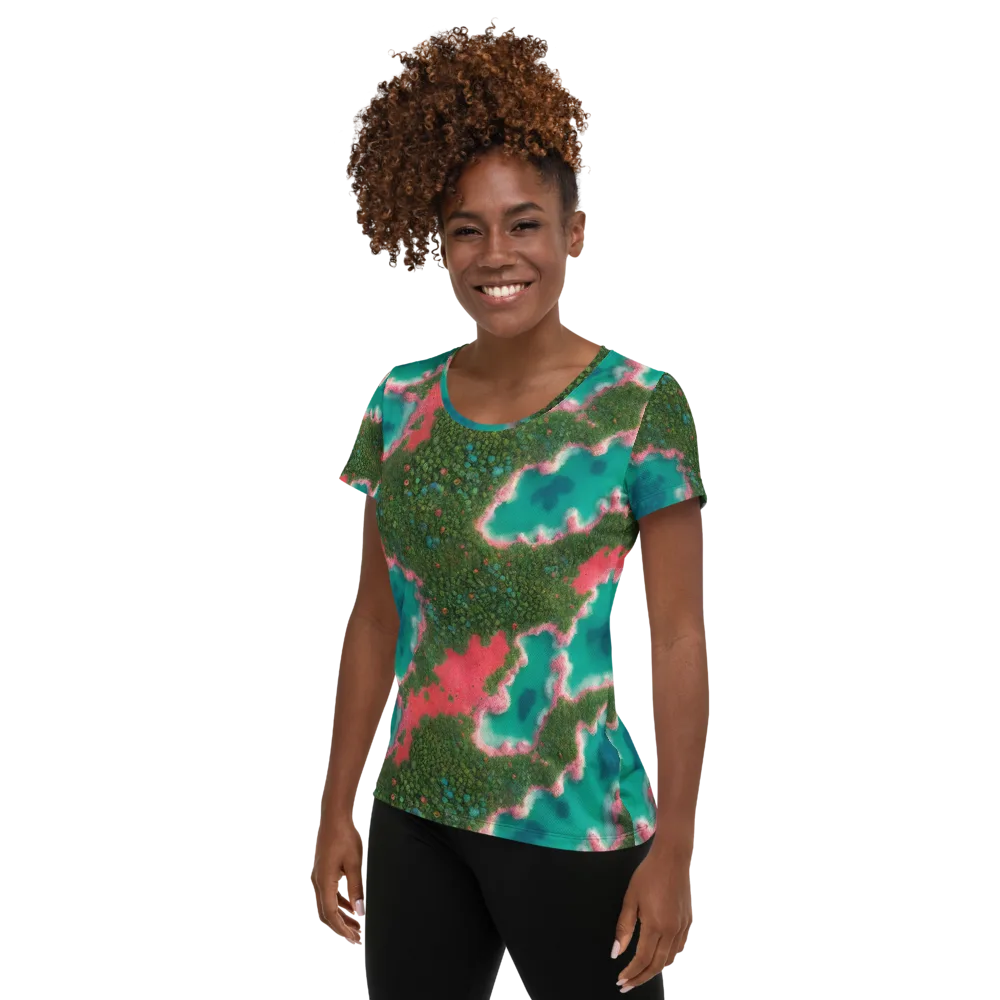 Verdant Lagoon on Women's Athletic T-Shirt — Left