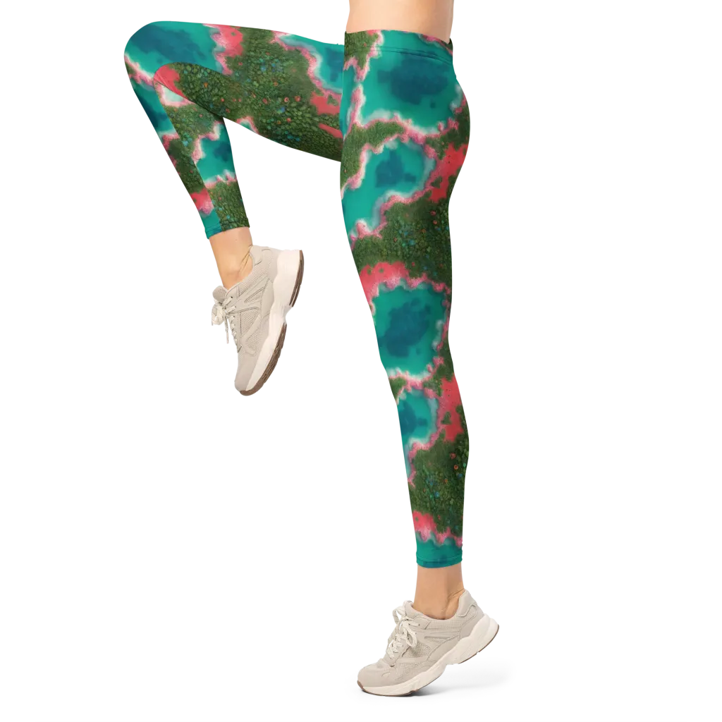 Verdant Lagoon on Leggings — Left