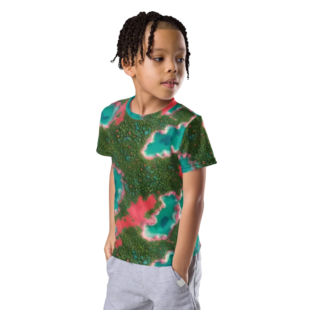 Verdant Lagoon on Kids Crew Neck T-Shirt — Left Front