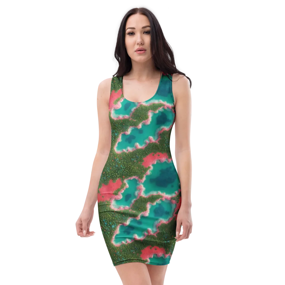 Verdant Lagoon on Bodycon Dress — Front