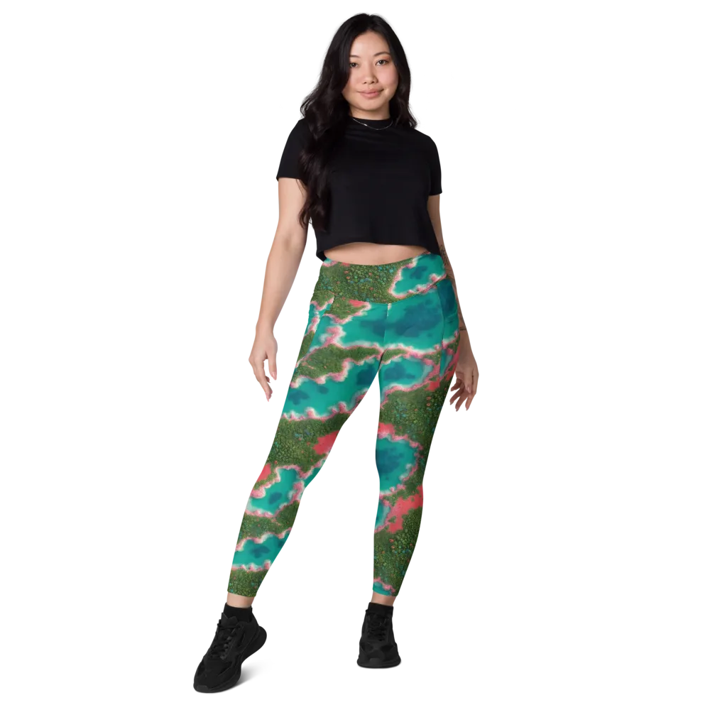 Verdant Lagoon on Leggings with Pockets — Front
