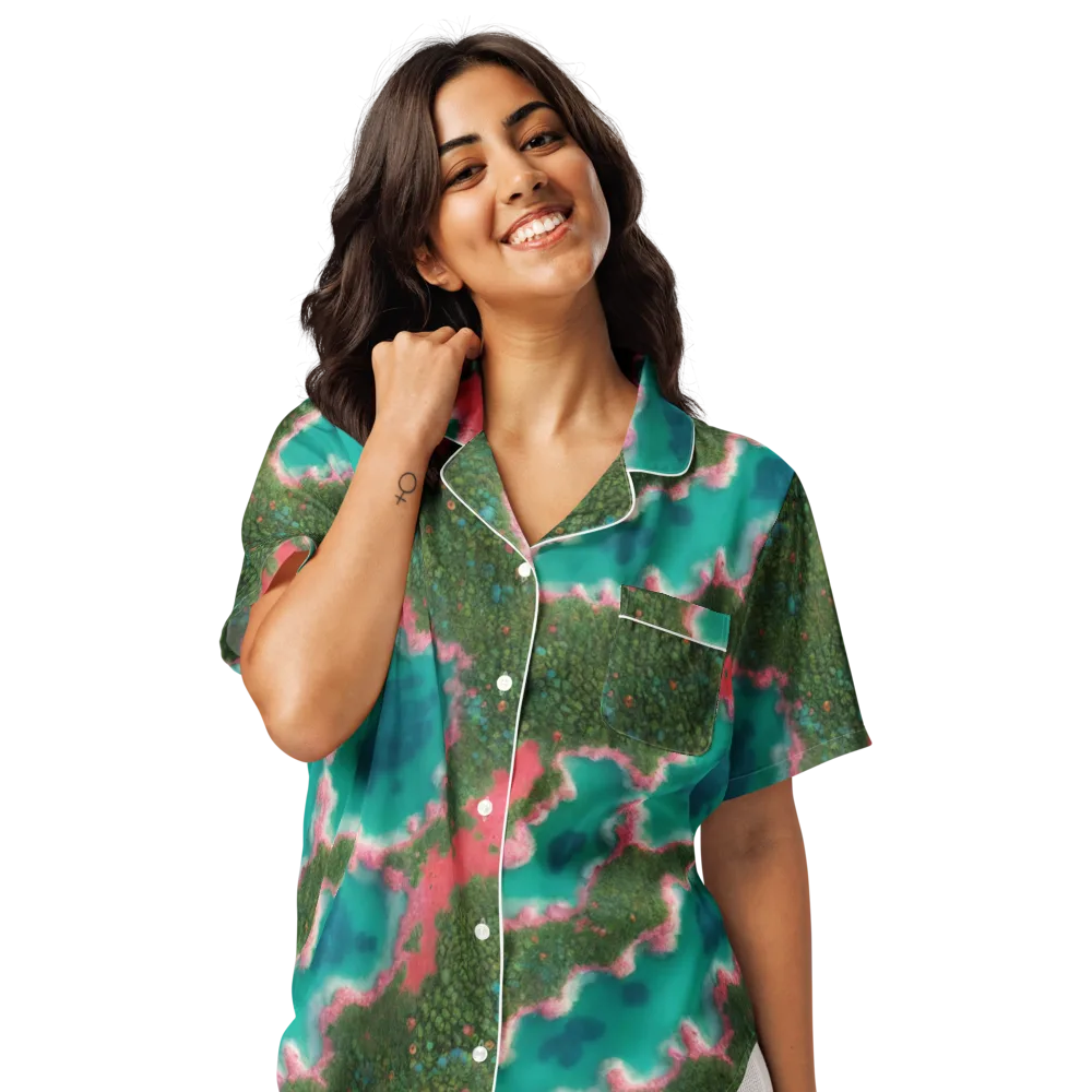 Verdant Lagoon on Women's Short Sleeve Pajama Top — Front