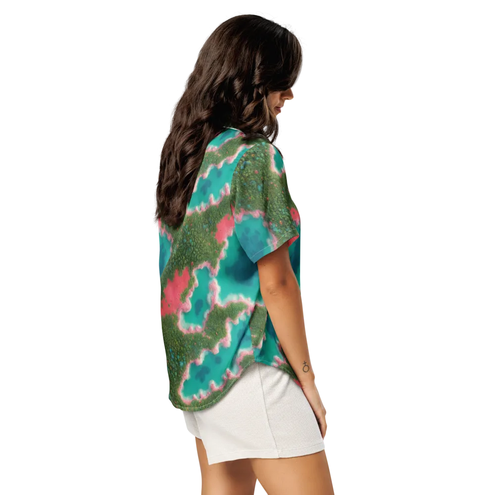 Verdant Lagoon on Women's Short Sleeve Pajama Top — Right Back