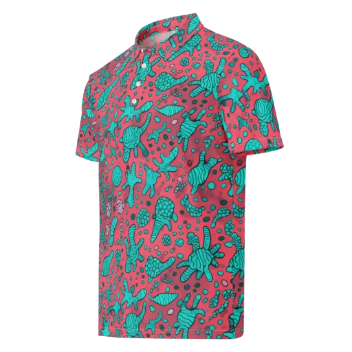 Coral Candy on a Men's Slim Fit Polo Shirt