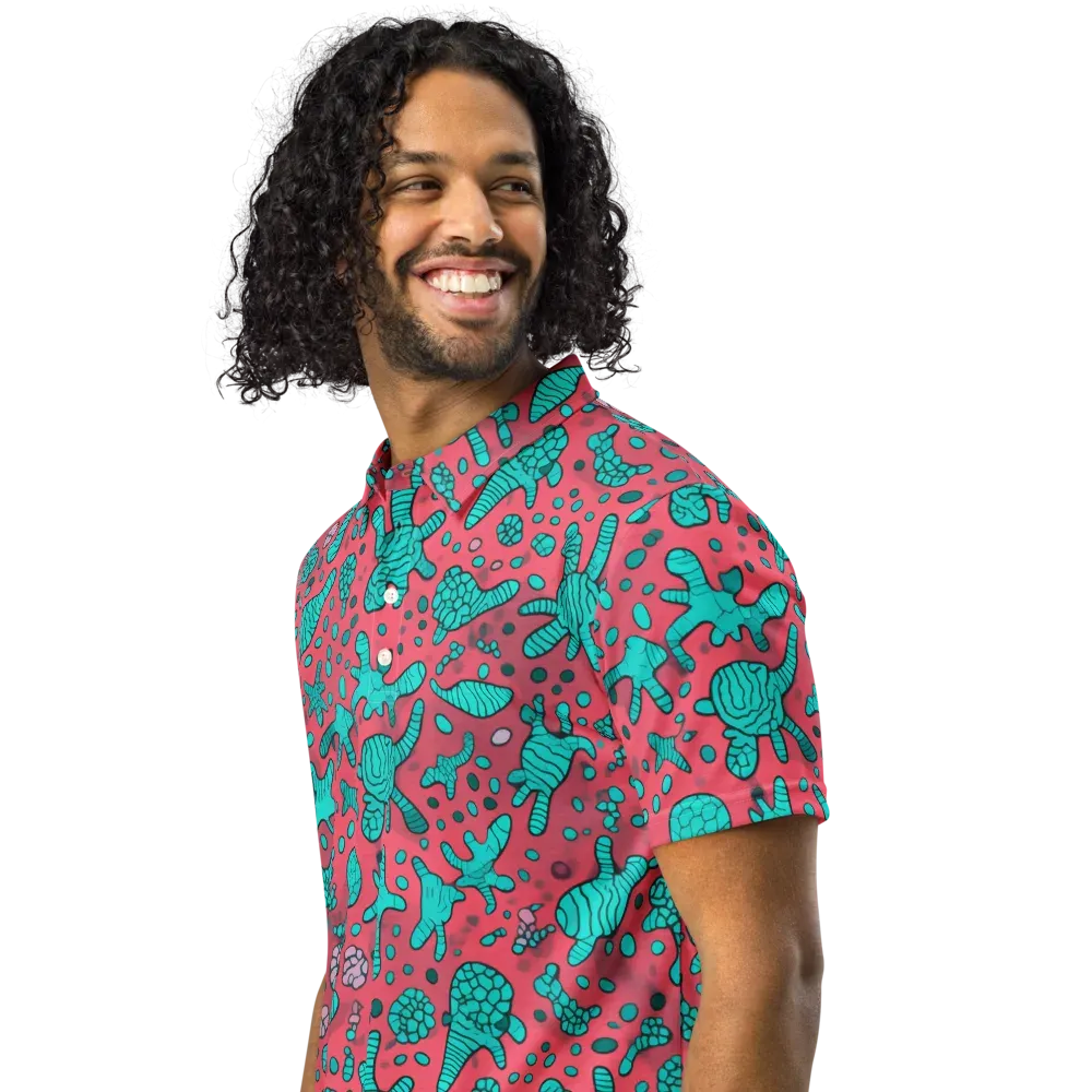 Coral Candy on Men's Slim Fit Polo Shirt — Left Front