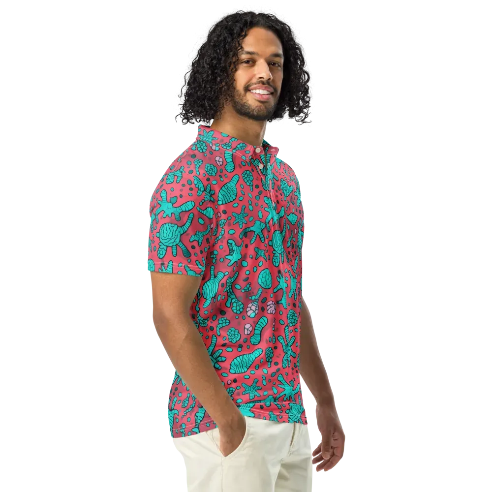 Coral Candy on Men's Slim Fit Polo Shirt — Right Front
