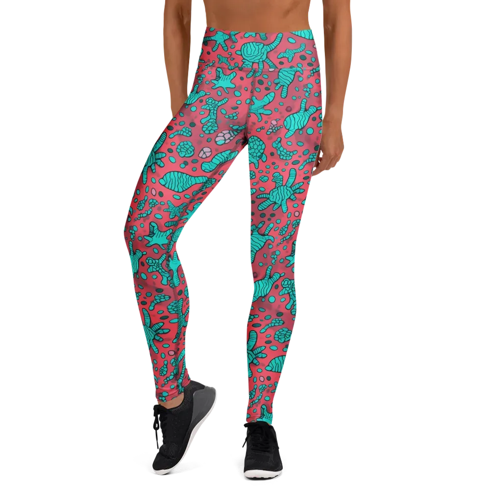 Coral Candy on Yoga Leggings — Front