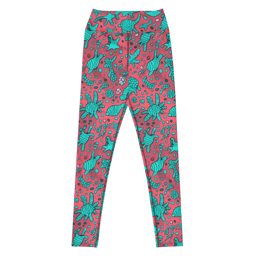 Coral Candy on Yoga Leggings — Front