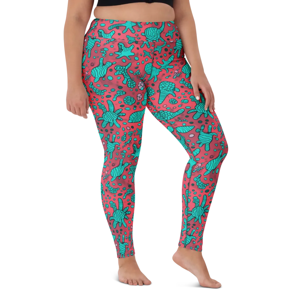 Coral Candy on Yoga Leggings — Front