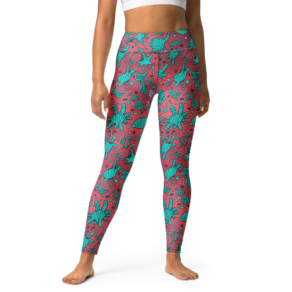 Coral Candy on Yoga Leggings — Front