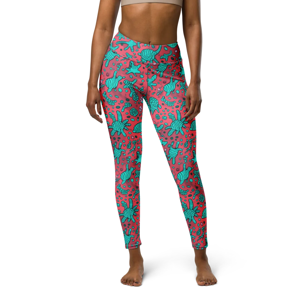 Coral Candy on Yoga Leggings — Front
