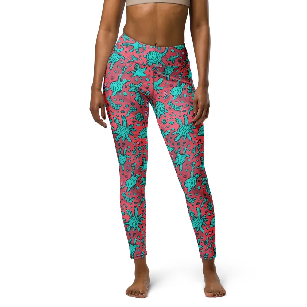Coral Candy on Yoga Leggings — Front