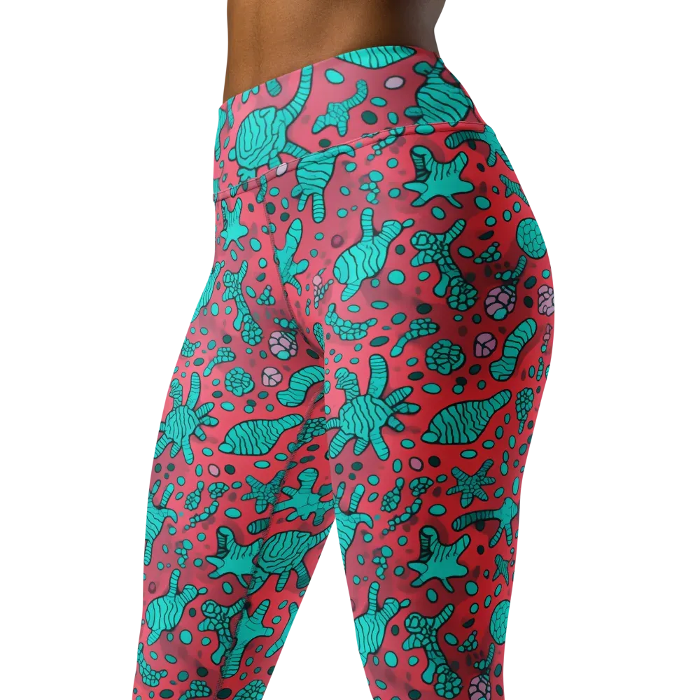 Coral Candy on Yoga Leggings — Left Front