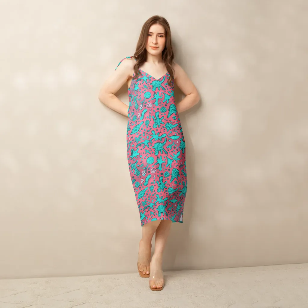 Coral Candy on Slip Dress — Front