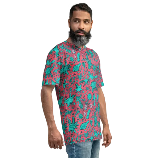 Coral Candy on a Men's Crew Neck T-Shirt