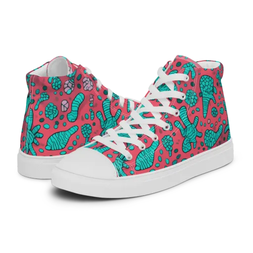 Coral Candy on a Men's High Top Canvas Shoes