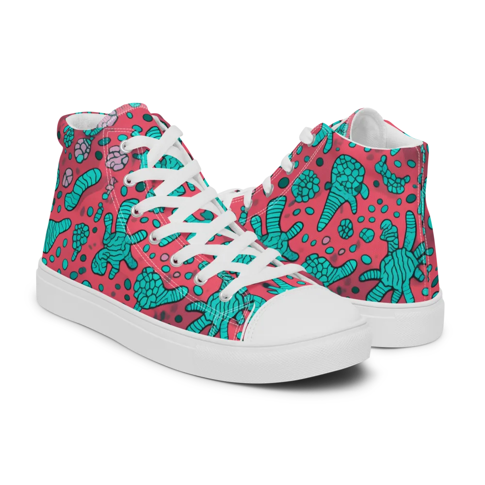Coral Candy on Men's High Top Canvas Shoes — Right