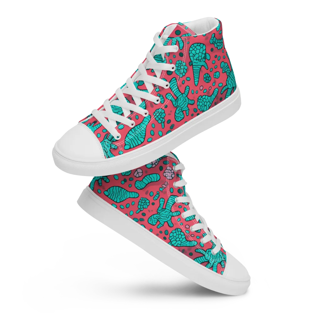 Coral Candy on Men's High Top Canvas Shoes — Front
