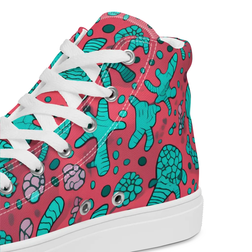 Coral Candy on Men's High Top Canvas Shoes — Product details 2