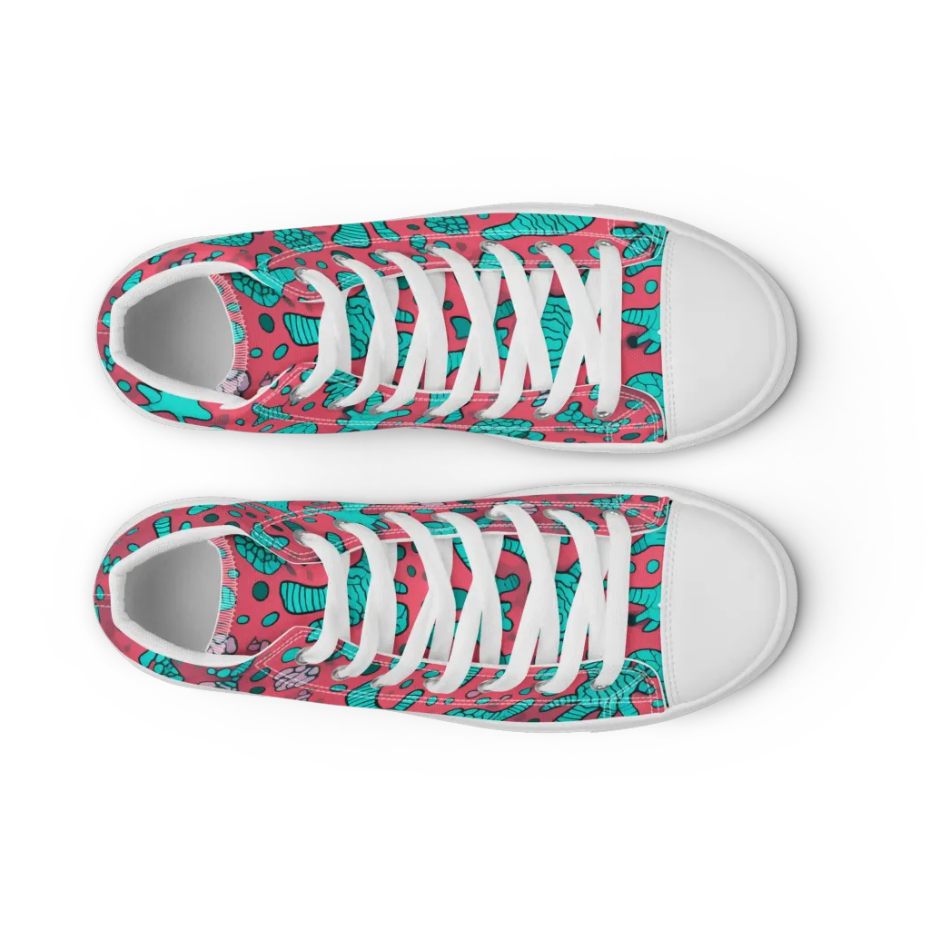 Coral Candy on Women's High Top Canvas Shoes — Front