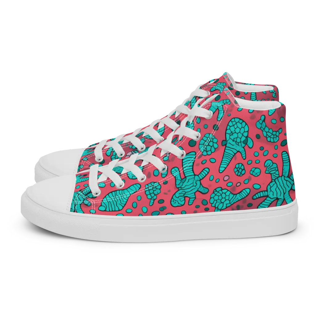 Coral Candy on Women's High Top Canvas Shoes — Left