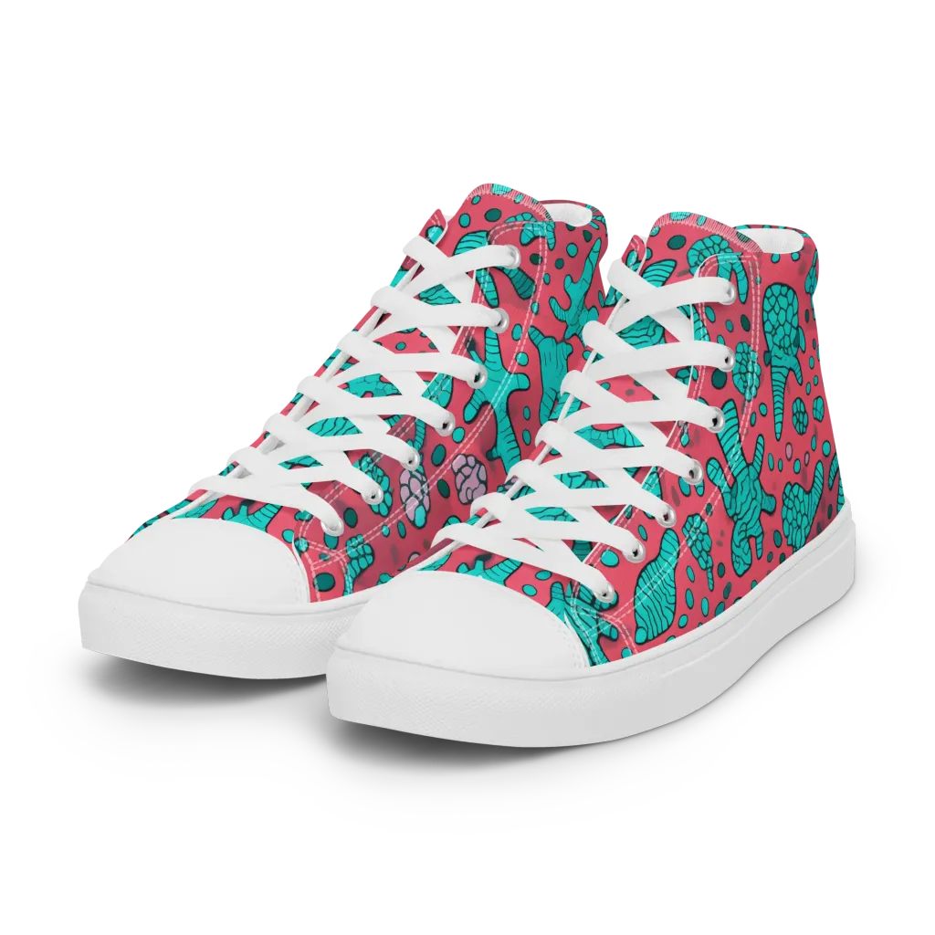 Coral Candy on Women's High Top Canvas Shoes — Left Front