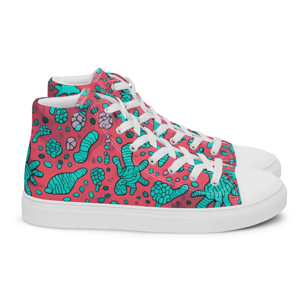 Coral Candy on Women's High Top Canvas Shoes — Right
