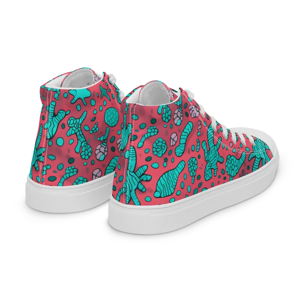 Coral Candy on Women's High Top Canvas Shoes — Right Back