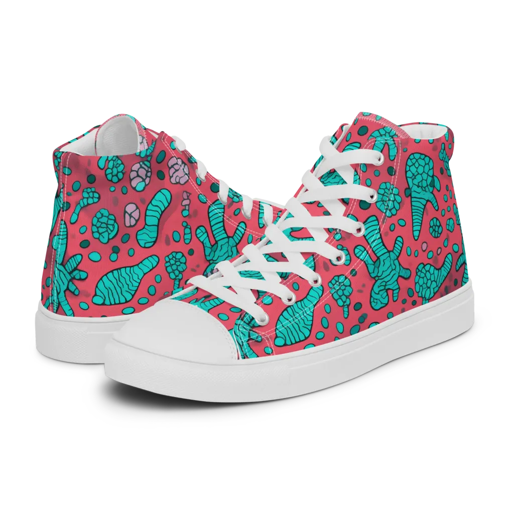 Coral Candy on Women's High Top Canvas Shoes — Left