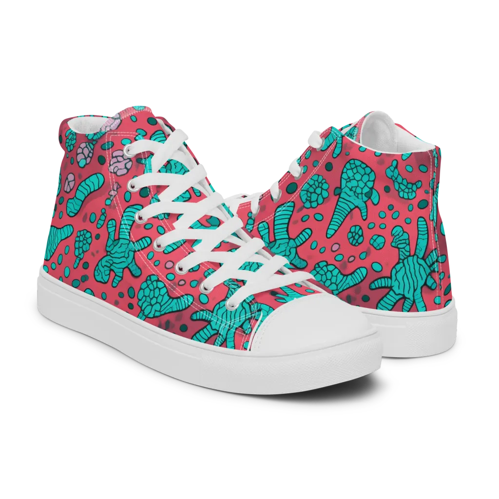 Coral Candy on Women's High Top Canvas Shoes — Right