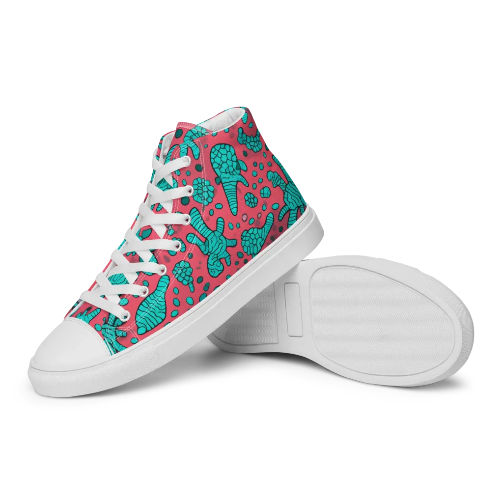 Coral Candy on Women's High Top Canvas Shoes — Left