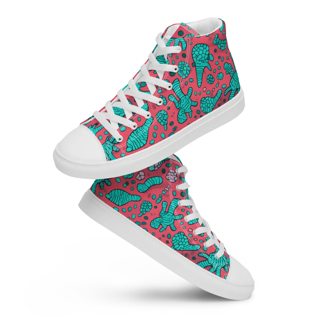 Coral Candy on Women's High Top Canvas Shoes — Front