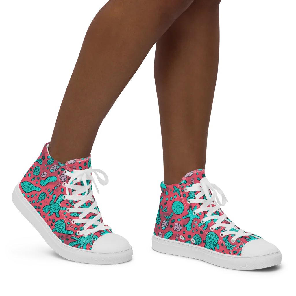 Coral Candy on Women's High Top Canvas Shoes — Right