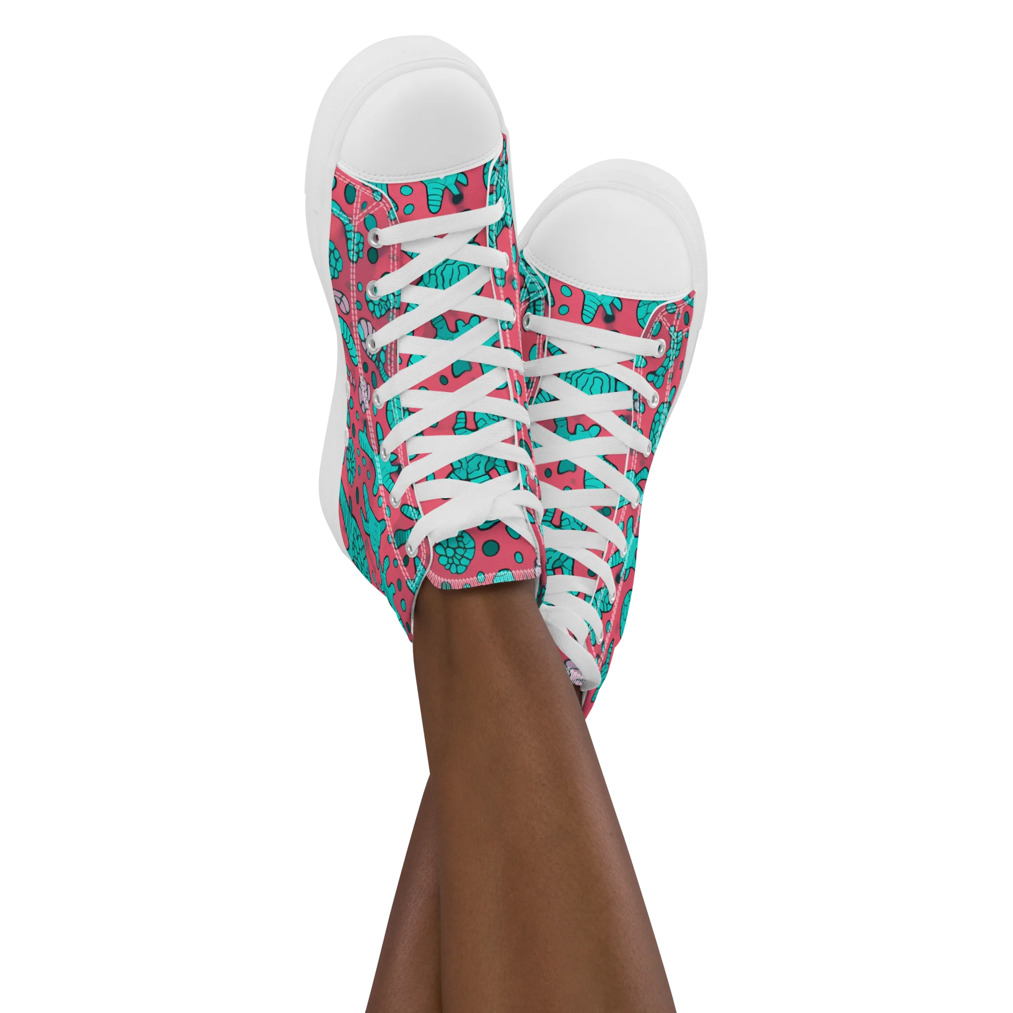 Coral Candy on Women's High Top Canvas Shoes — Front