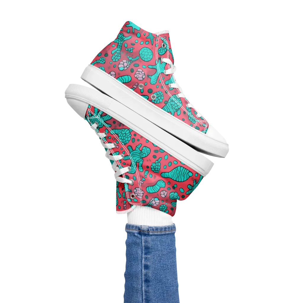 Coral Candy on Women's High Top Canvas Shoes — Left