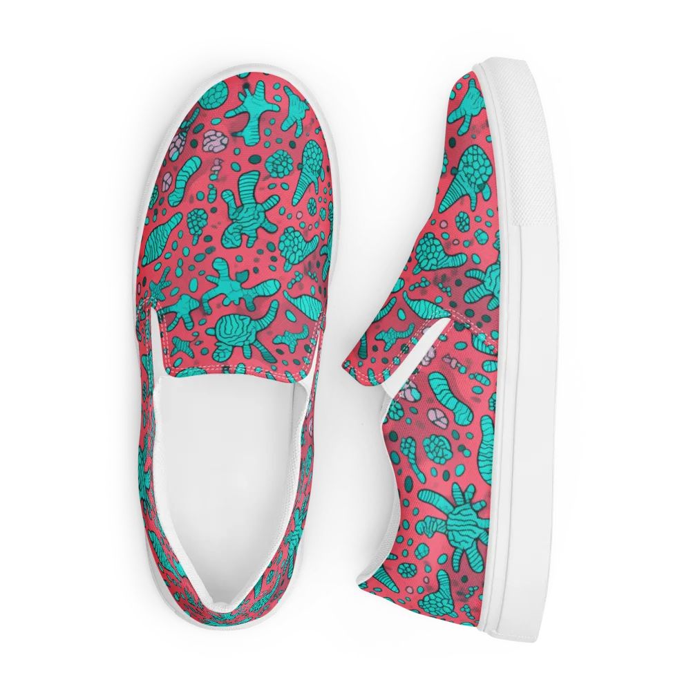 Coral Candy on Men's Slip-On Canvas Shoes — Front