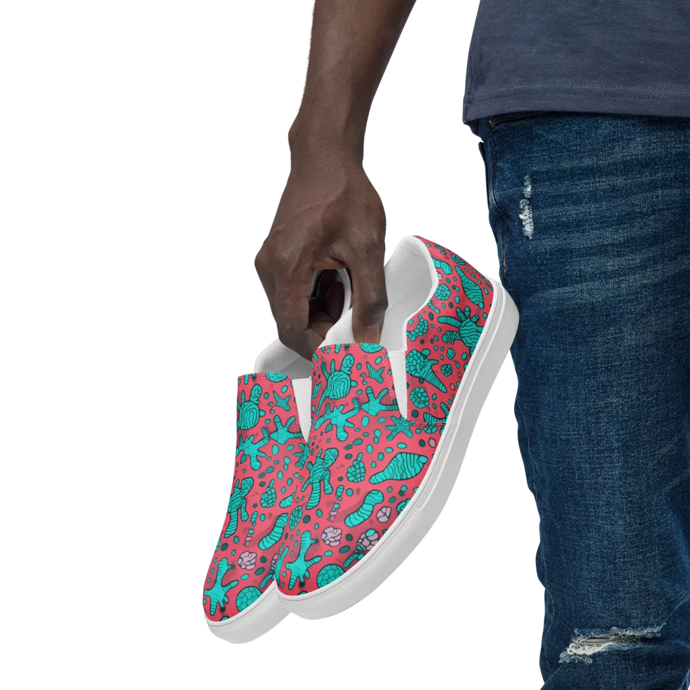 Coral Candy on Men's Slip-On Canvas Shoes — Left Front
