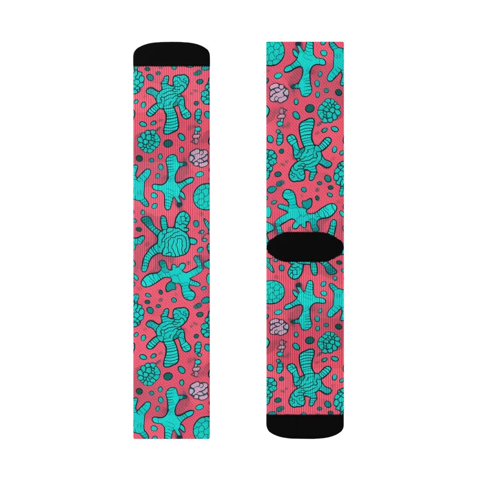 Coral Candy on Socks — Left Sock