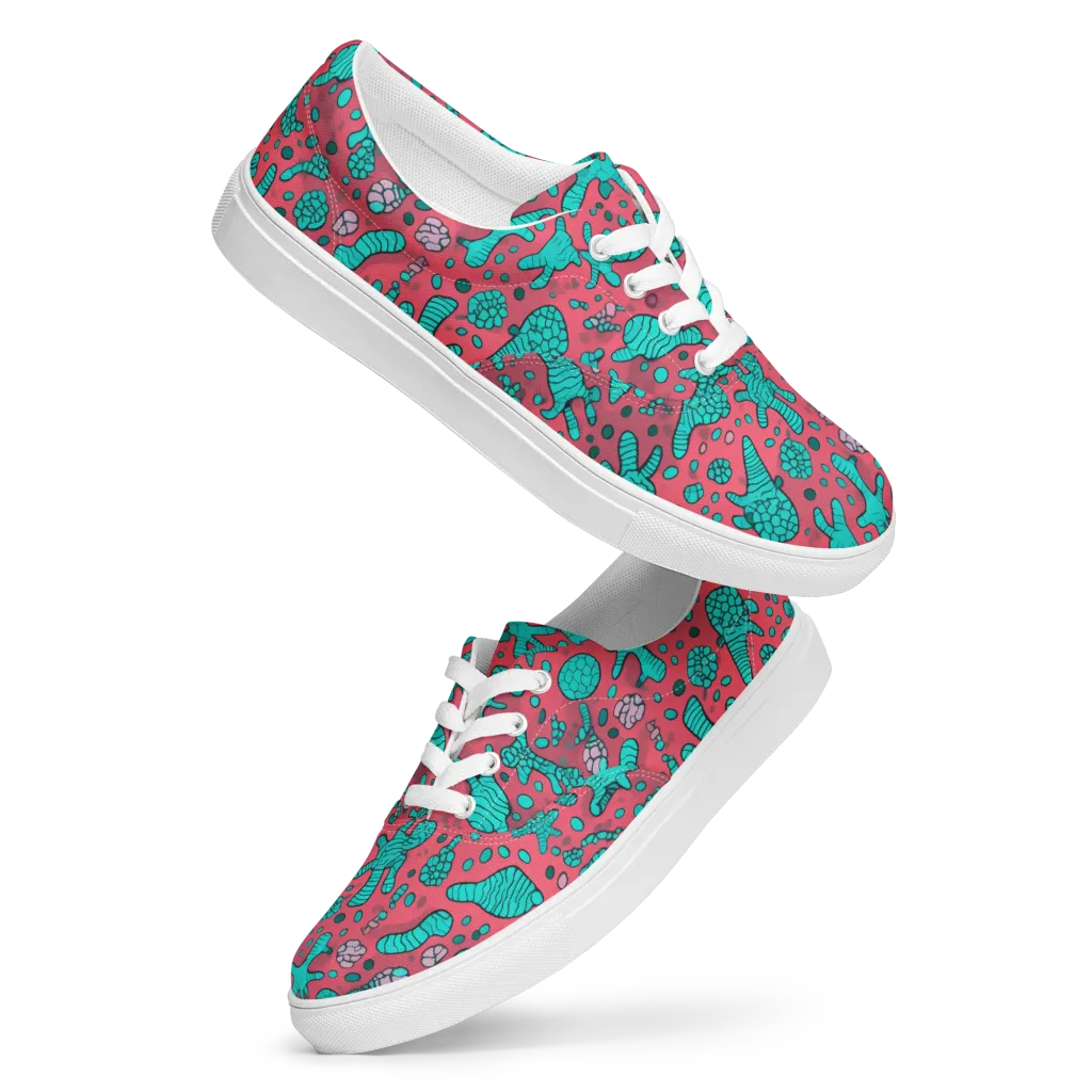 Coral Candy on Men's Lace-Up Canvas Shoes — Front