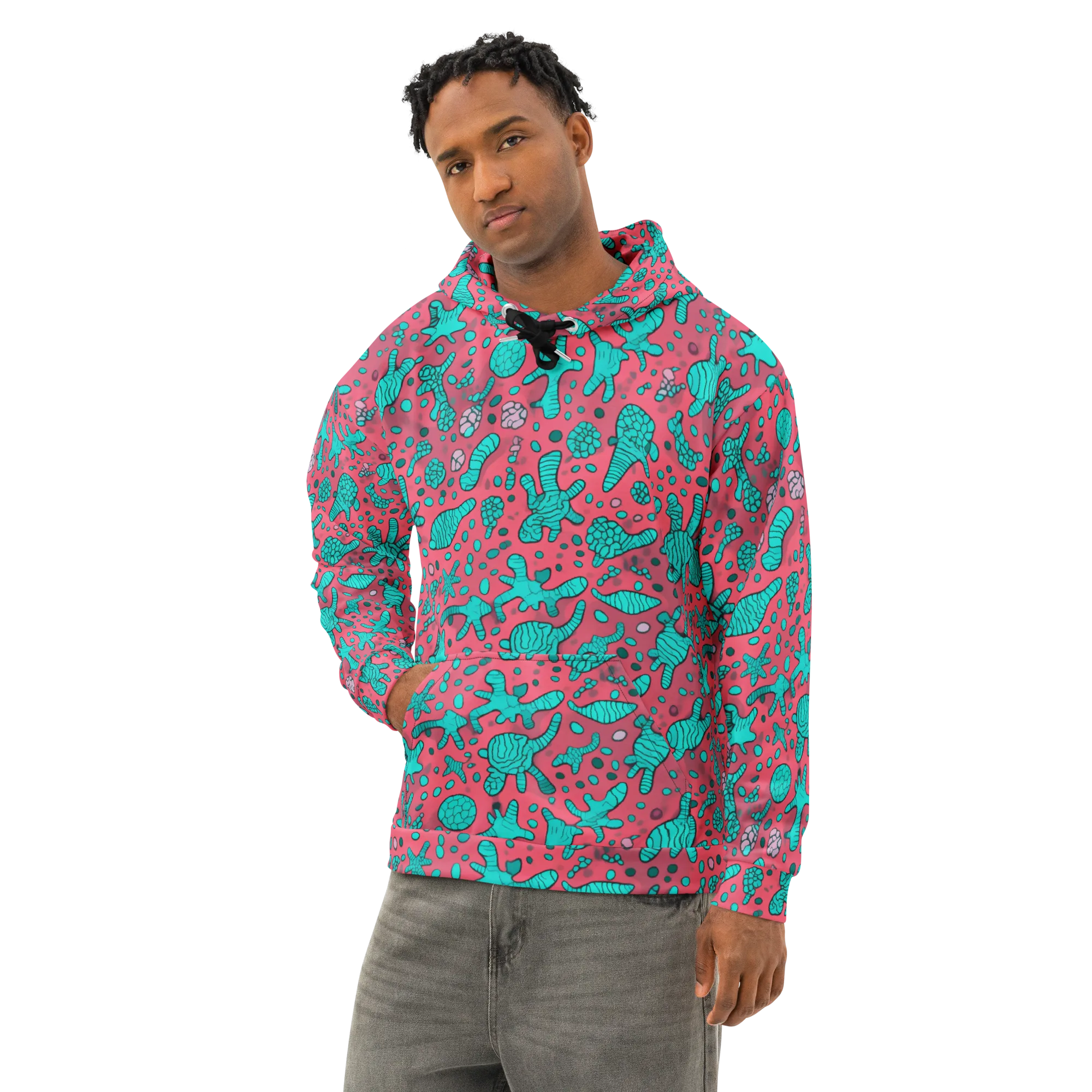 Coral Candy on Cotton Hoodie — Left Front