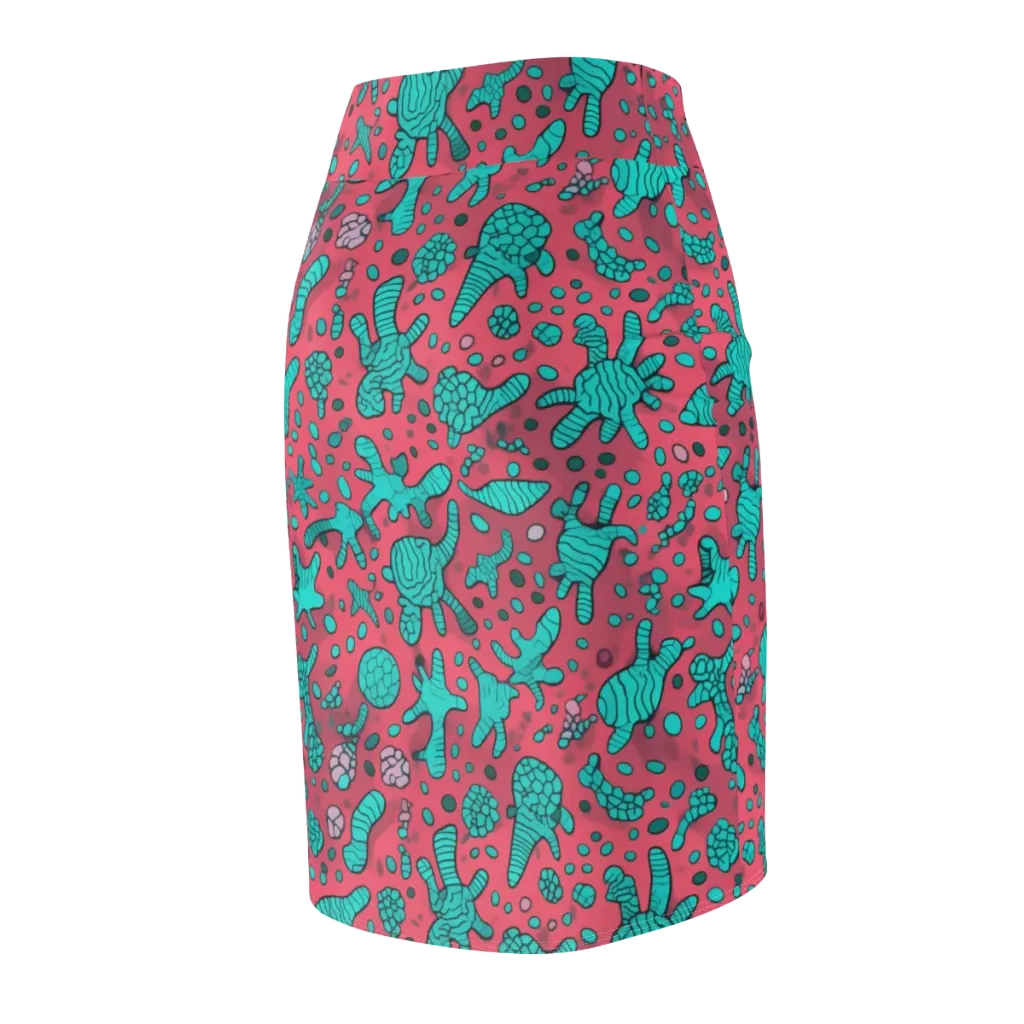 Coral Candy on Pencil Skirt — Back Side