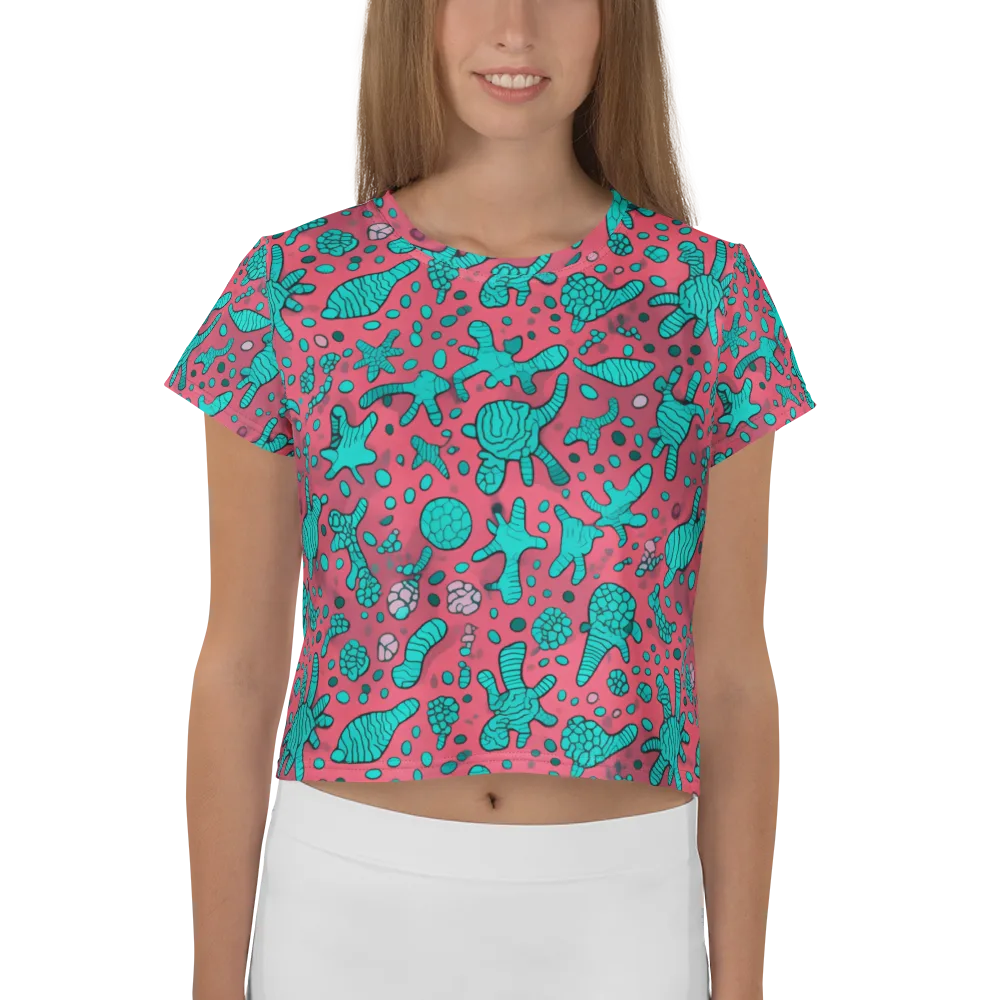 Coral Candy on Crop Tee — Front