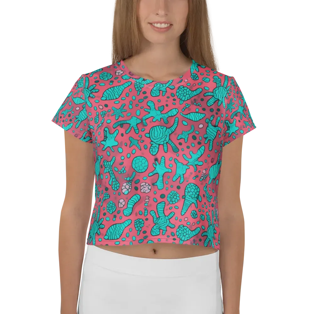 Coral Candy on Crop Tee — Front