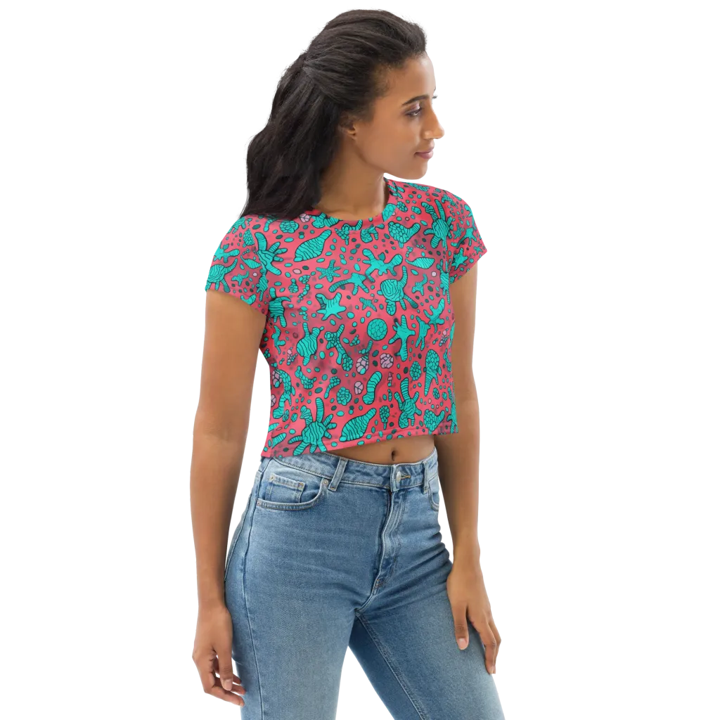 Coral Candy on Crop Tee — Right Front
