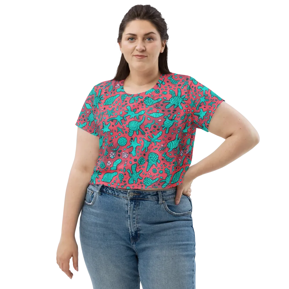 Coral Candy on Crop Tee — Front