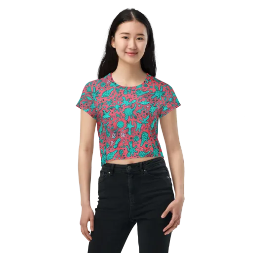 Coral Candy on a Crop Tee