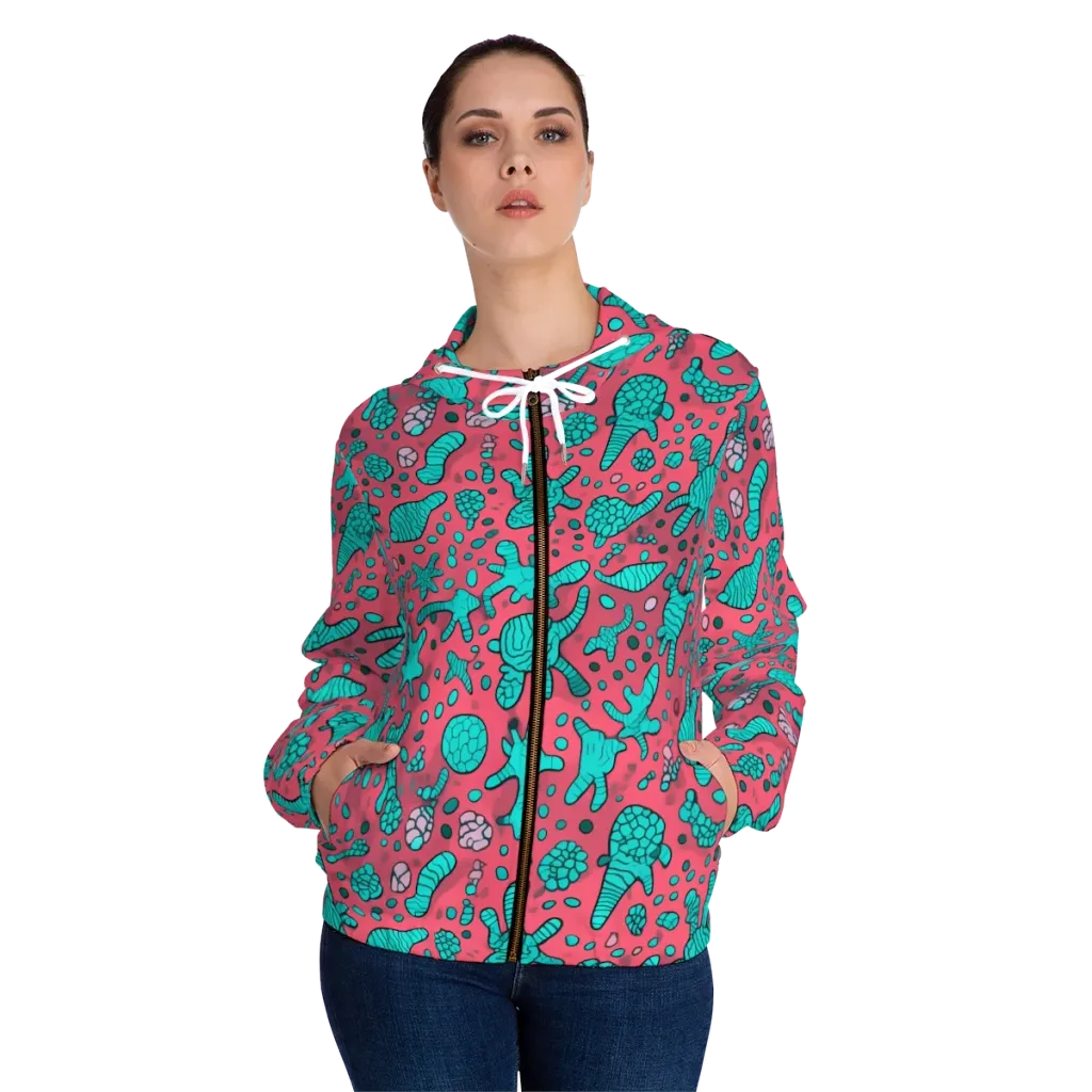 Coral Candy on Women's Full-Zip Hoodie — Front On Person