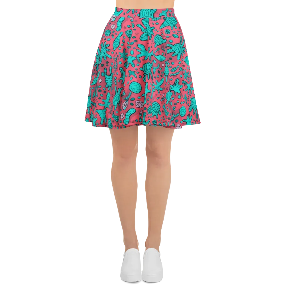 Coral Candy on Skater Skirt — Front