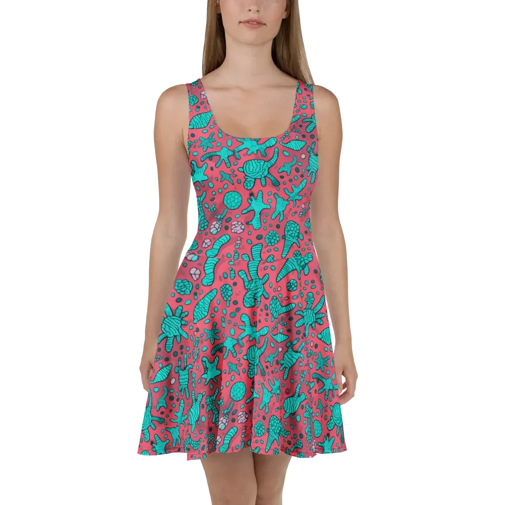 Coral Candy on Skater Dress — Front