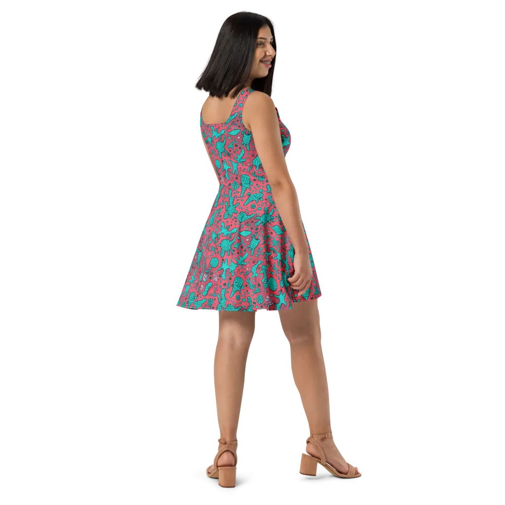 Coral Candy on Skater Dress — Right